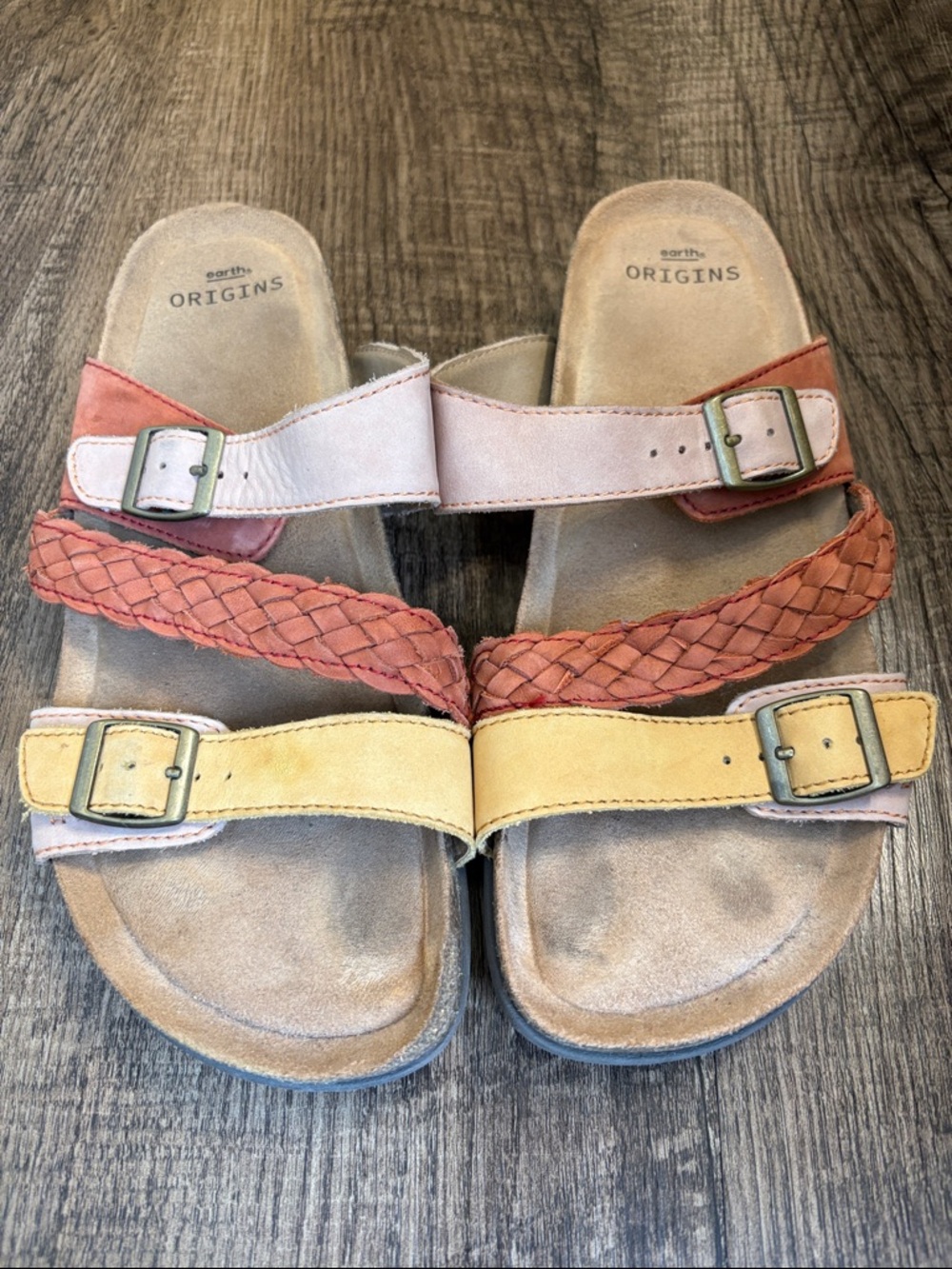 earth ORIGINS Women's Multicolor Braided Strap Slide Sandals